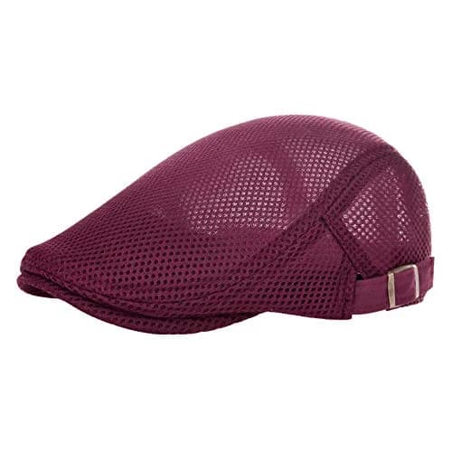 VOBOOM Men's Breathable Mesh Summer Hat Adjustable Newsboy Beret Ivy Cabbie Flat Cap Khaki