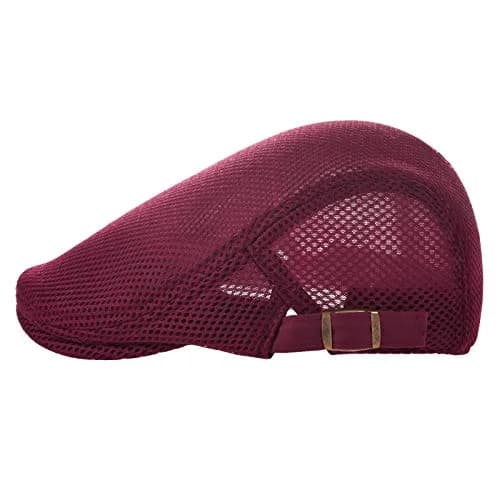 VOBOOM Men's Breathable Mesh Summer Ivy Cap - Adjustable Burgundy Newsboy Beret - view 2