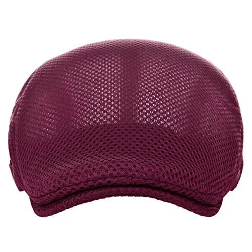 VOBOOM Men's Breathable Mesh Summer Ivy Cap - Adjustable Burgundy Newsboy Beret - view 3