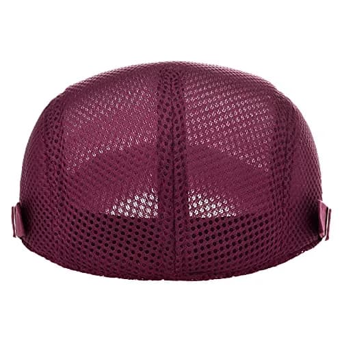 VOBOOM Men's Breathable Mesh Summer Ivy Cap - Adjustable Burgundy Newsboy Beret - view 4