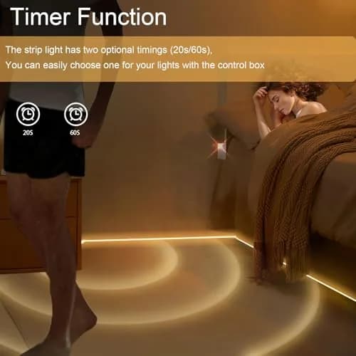 echosari STRING_LIGHT 9.8Ft 90 LED Motion Sensor Under-Cabinet Light | Battery Operated, Easy Install, 5H Brightness thumbnail 2
