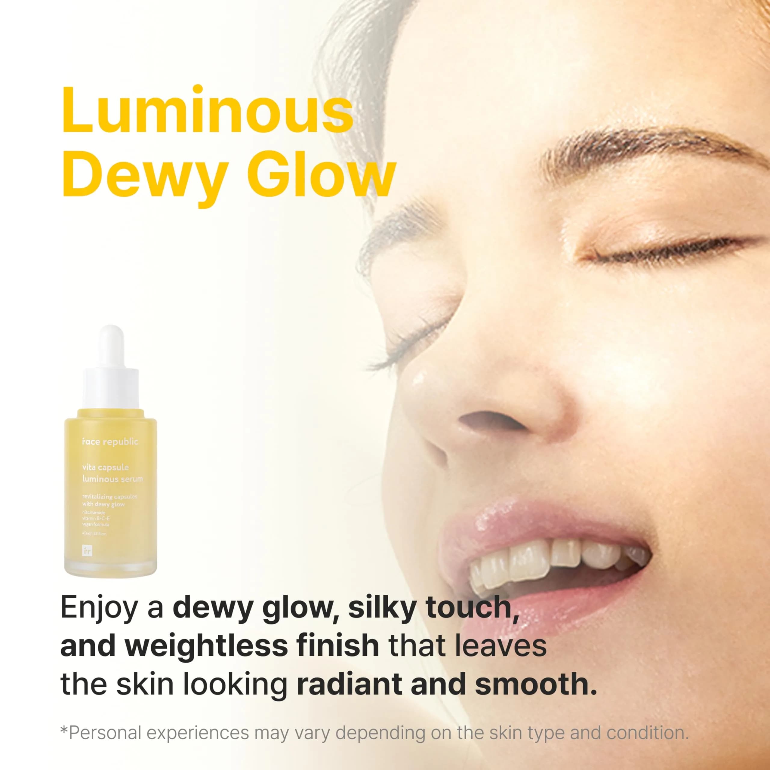 Face Republic Vita Capsule Luminous Serum 45ml (1.52 Fl Oz) | Vegan Korean Skin Care for Dull, Dry Skin with Niacinamide 5% - view 5