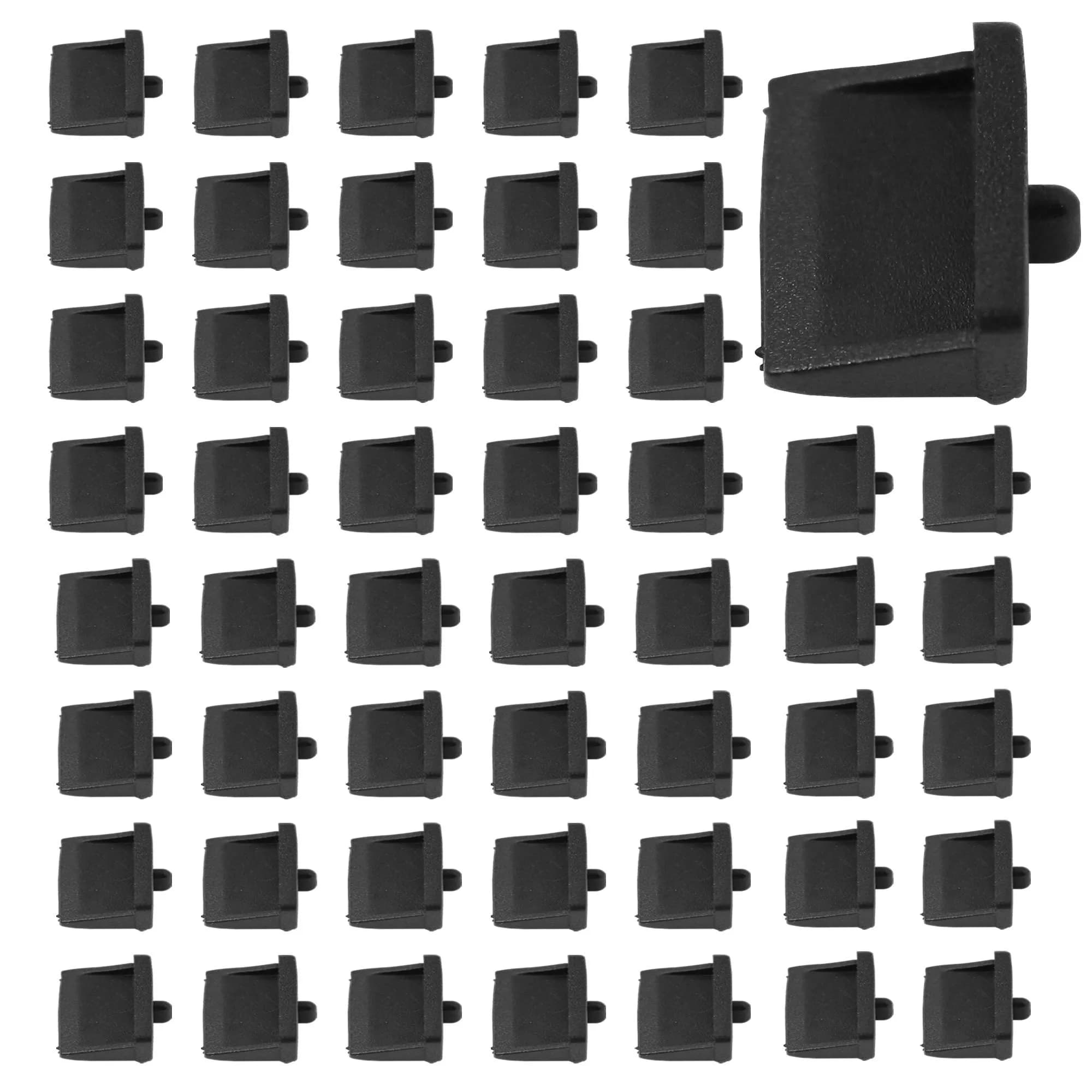 GINTOOYUN 50pcs USB Anti Dust Cap for USB Type A Female Port | Silicone Dustproof Cover (13mm x 7.5mm x 6mm) — Black