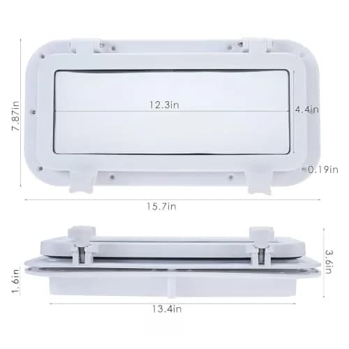 Amarine Made 2pcs 15.75"x7.9" Porthole Window, Marine-Grade ABS, White thumbnail 2