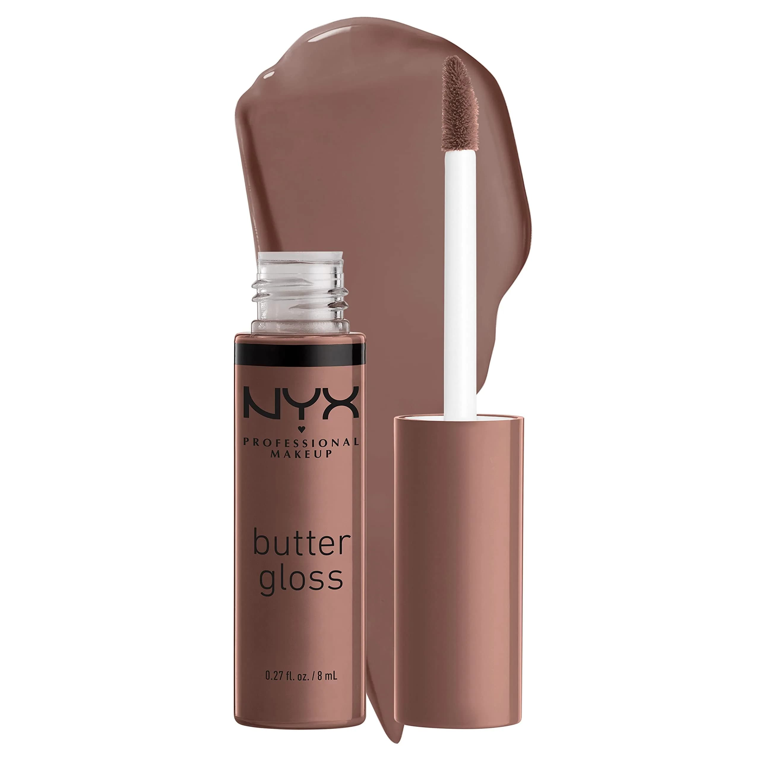 NYX PROFESSIONAL MAKEUP Butter Gloss Brown Sugar Lip Gloss, Cinnamon Roll (Grey Brown) 8ml (0.27 Fl Oz) - main product image