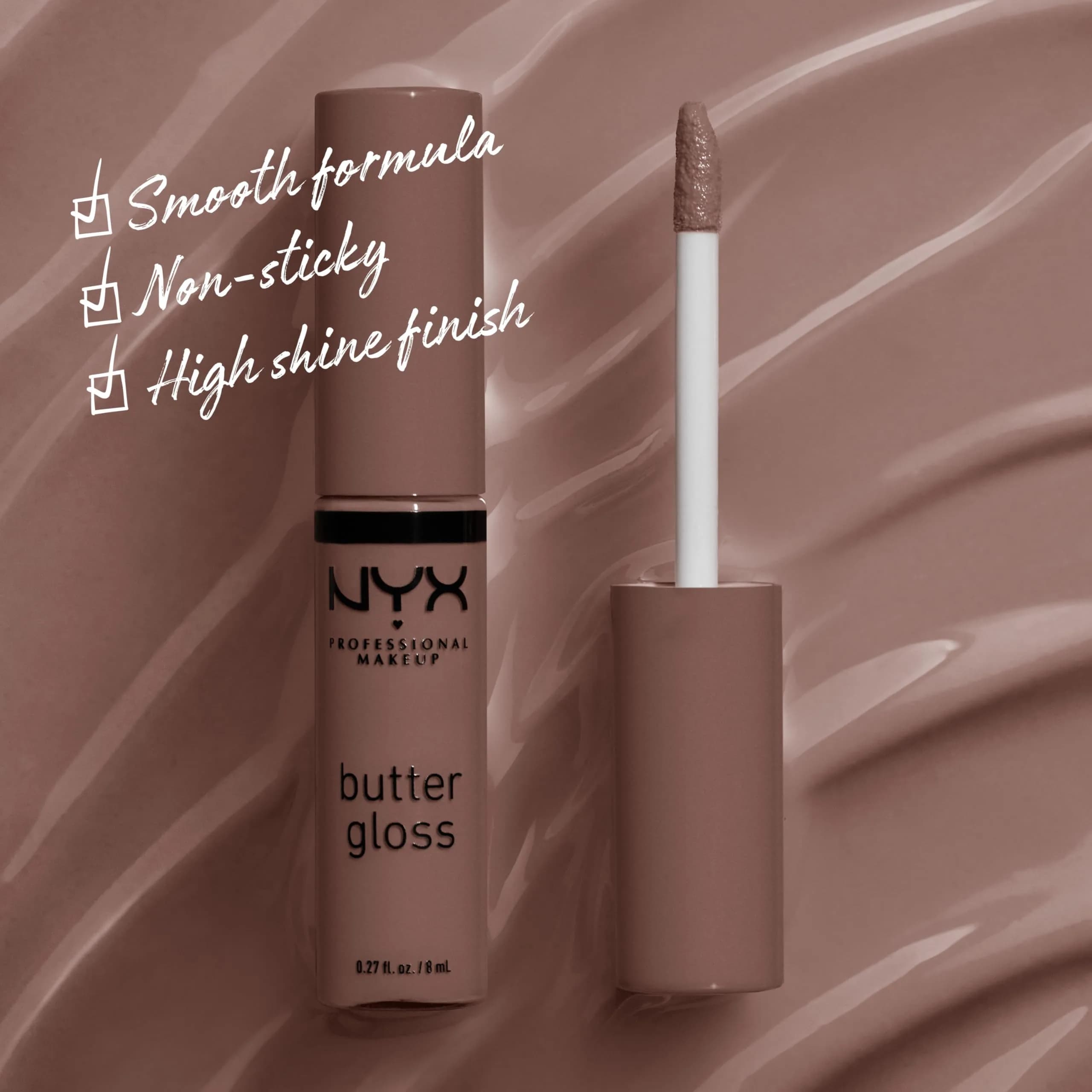 NYX PROFESSIONAL MAKEUP Butter Gloss Brown Sugar Lip Gloss, Cinnamon Roll (Grey Brown) 8ml (0.27 Fl Oz) - view 2