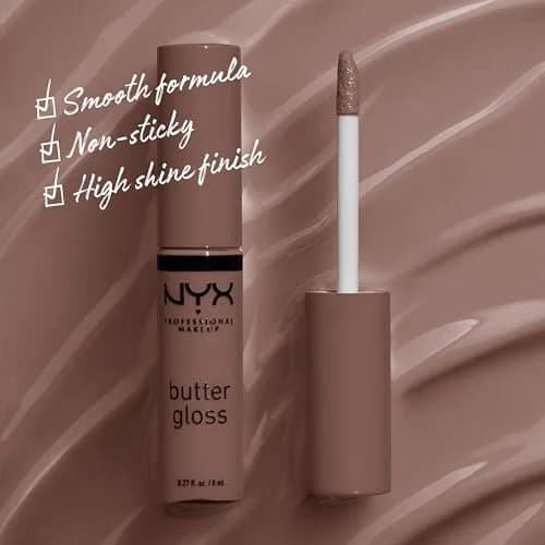 NYX PROFESSIONAL MAKEUP Butter Gloss Brown Sugar Lip Gloss, Cinnamon Roll (Grey Brown) 8ml (0.27 Fl Oz) thumbnail 2