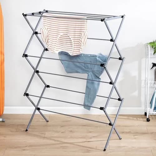 Honey-Can-Do Oversized Collapsible Clothes Drying Rack, 35" | Heavy-Duty Steel Support, Flat Storage, Indoor/Outdoor Use thumbnail 3