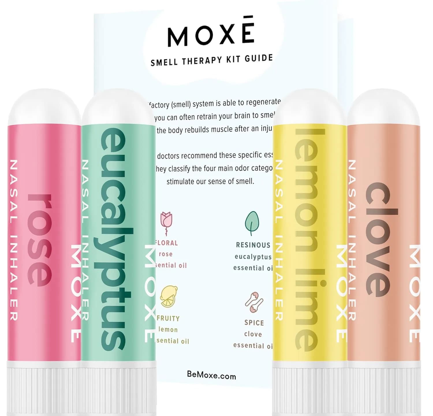 MOXE Smell Training Kit Phase 1 | Olfactory Support with 4 Essential Oil Sticks for Smell Recovery