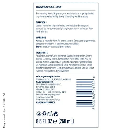 Wintergreen Magnesium Body Lotion 8.5 oz | Shea Butter for Muscle Cramps & Hydration thumbnail 2