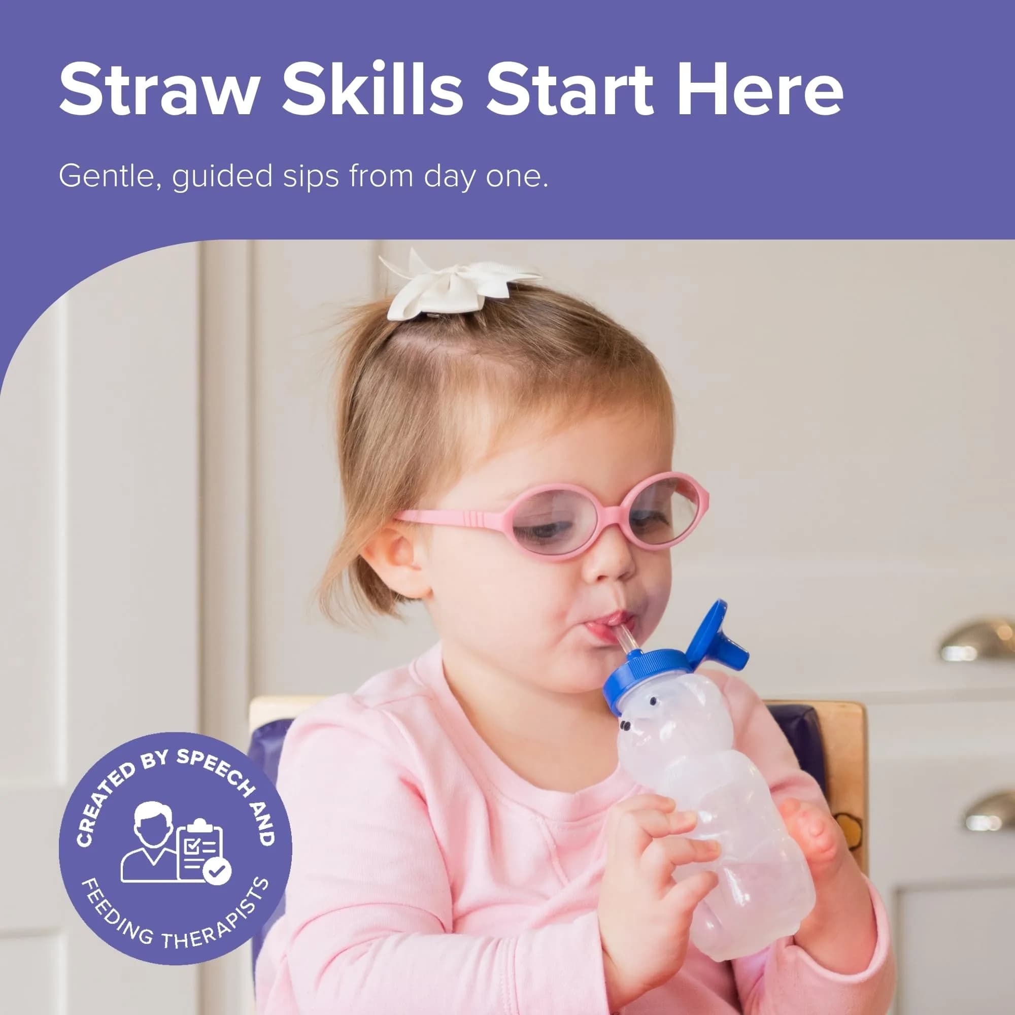 TalkTools Honey Bear Straw Cup with Handle 150ml (5 fl oz) | Speech Pathologist Approved for Early Straw Training - view 2