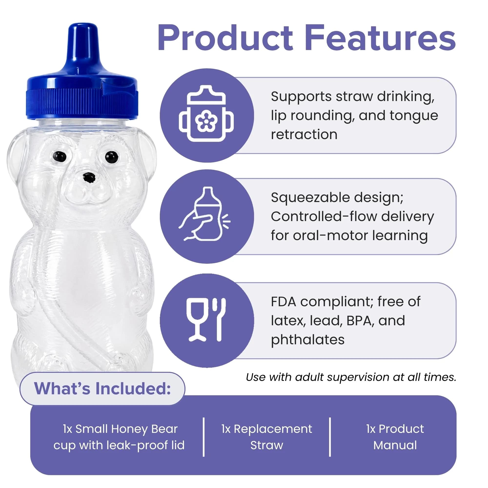 TalkTools Honey Bear Straw Cup with Handle 150ml (5 fl oz) | Speech Pathologist Approved for Early Straw Training - view 3