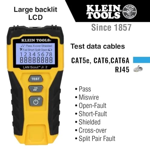 Klein Tools LAN Scout Jr Cable Tester Ethernet Cable Tester Kit | Versatile, Compact & Professional-Grade Testing (70-120 chars) thumbnail 2