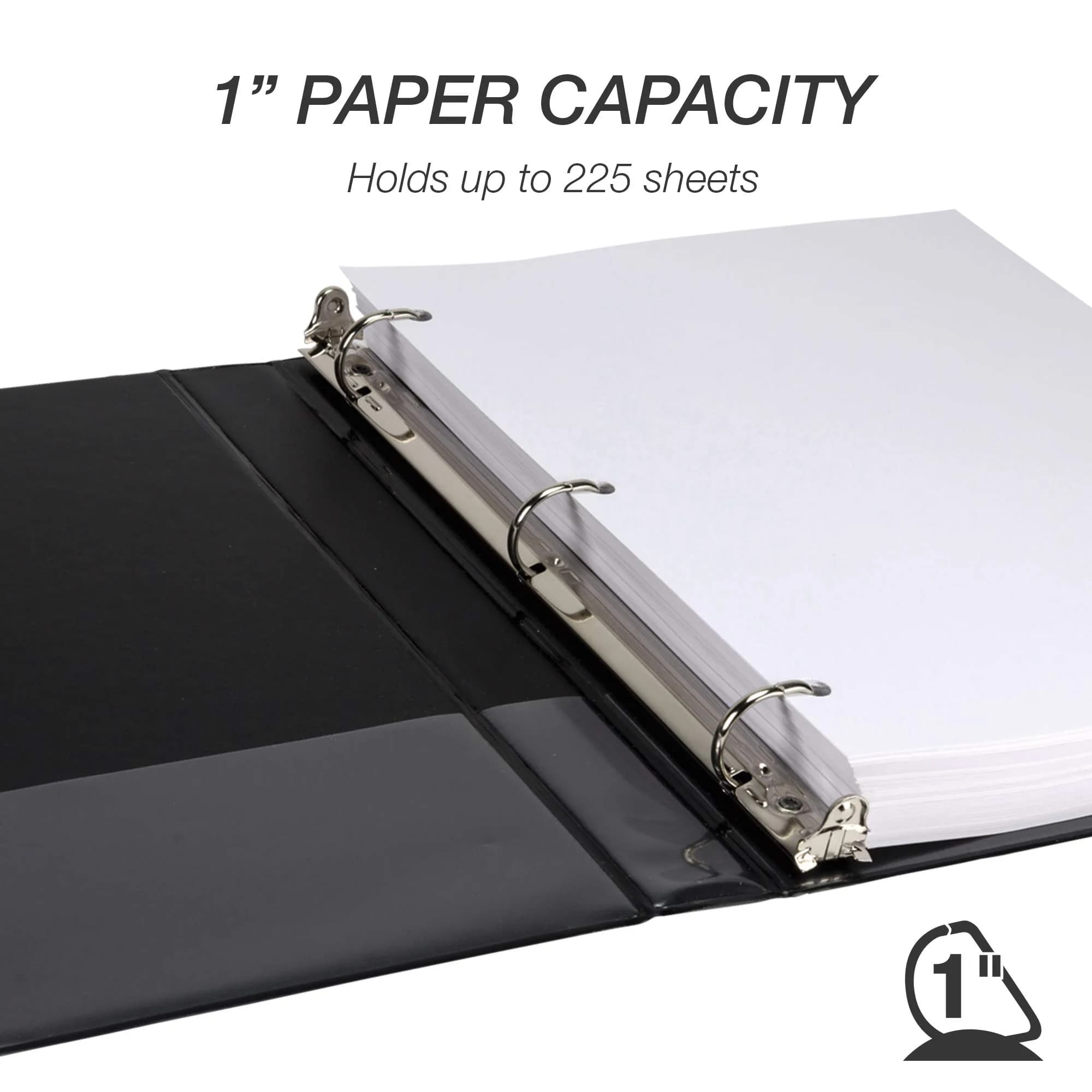 Samsill Durable 2.5cm (1 Inch) 3 Ring Binder, D Ring Binder, Black (1 Pack) | Recycled Chipboard Construction - view 7