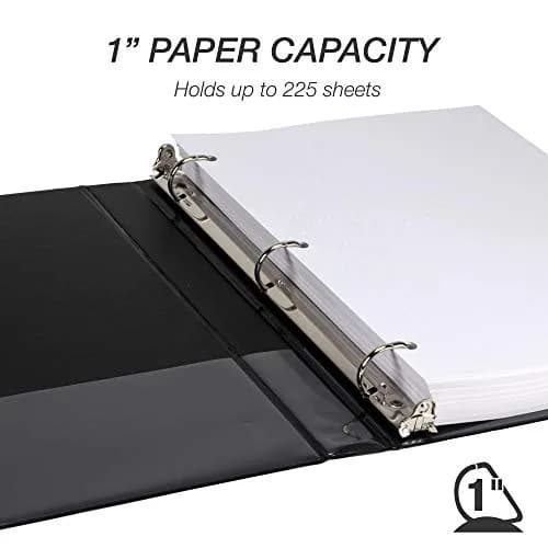 Samsill Durable 2.5cm (1 Inch) 3 Ring Binder, D Ring Binder, Black (1 Pack) | Recycled Chipboard Construction - view 8