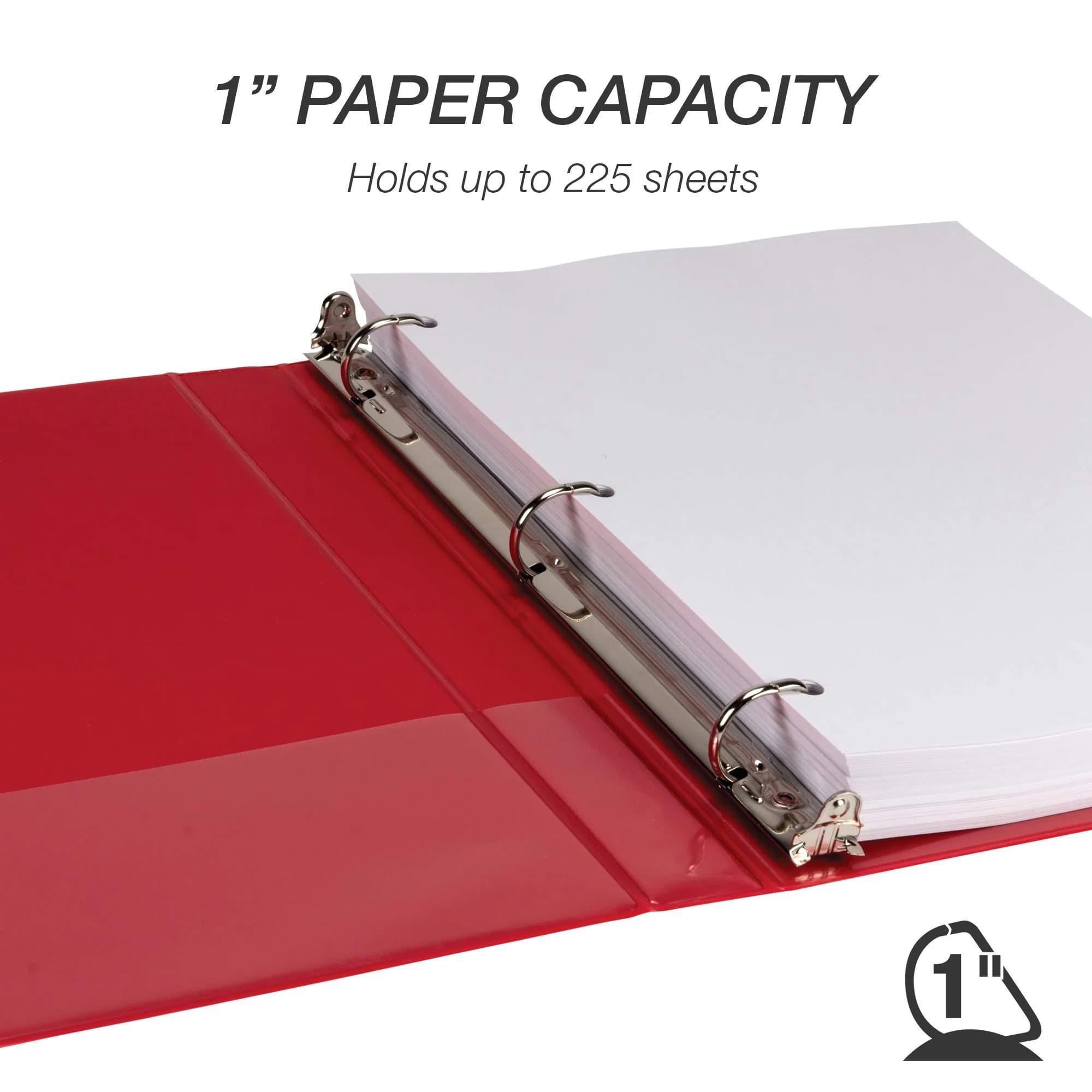 Samsill Durable 2.5cm (1 Inch) D Ring Binder, Red, 1-Pack | Springback Binder for Students & Office - view 3