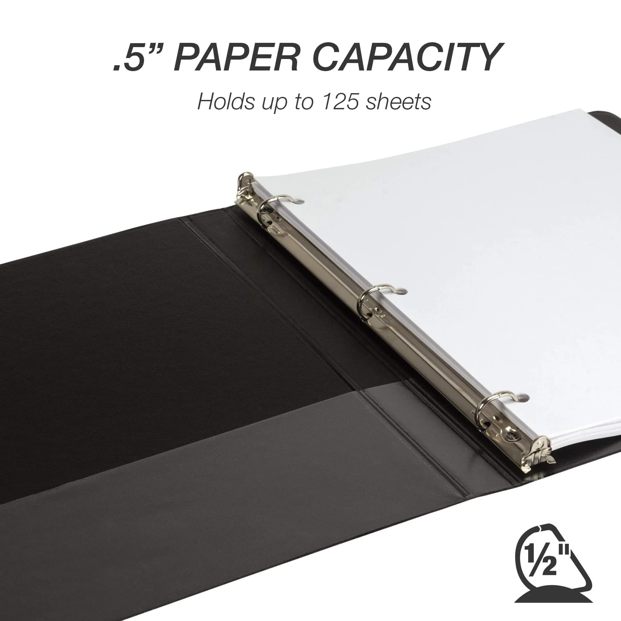 Samsill 1.3cm (0.5 Inch) D-Ring Binder, Black, 100% Recycled Chipboard | Holds 125 Sheets - view 3