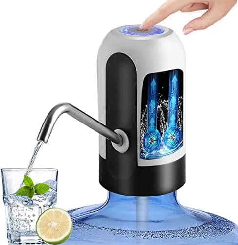 Vshinic Smart USB Rechargeable Water Jug Pump Dispenser White | Automatic Drinking Water Pump for Universal 5 Gallon Bottles thumbnail 1