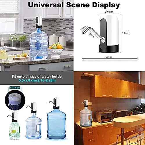 Vshinic Smart USB Rechargeable Water Jug Pump Dispenser White | Automatic Drinking Water Pump for Universal 5 Gallon Bottles thumbnail 4