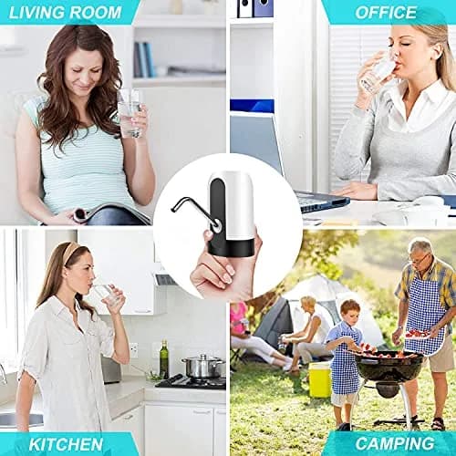 Vshinic Smart USB Rechargeable Water Jug Pump Dispenser White | Automatic Drinking Water Pump for Universal 5 Gallon Bottles thumbnail 3