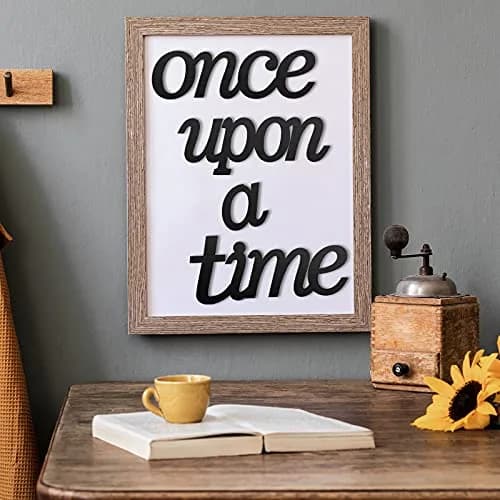 Jetec Once Upon a Time Sign Nursery Decor Wall Decal Wood Words for Kid's Room | Rustic Wooden Wall Art thumbnail 4