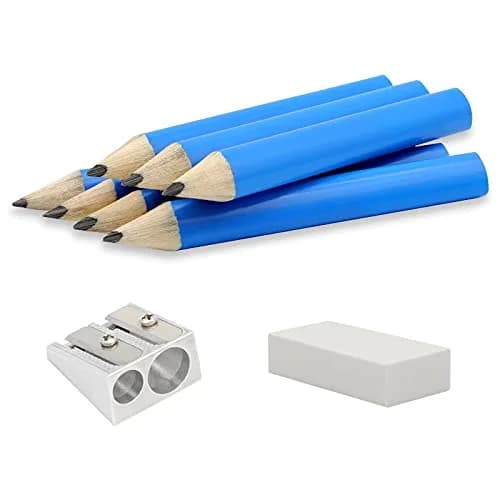 AUTEMOJO Short Triangular Fat Pencils 3.5 Inch (Pack of 7, Blue) | Ideal for Preschoolers & Toddlers thumbnail 1