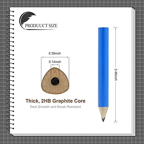 AUTEMOJO Short Triangular Fat Pencils 3.5 Inch (Pack of 7, Blue) | Ideal for Preschoolers & Toddlers thumbnail 2