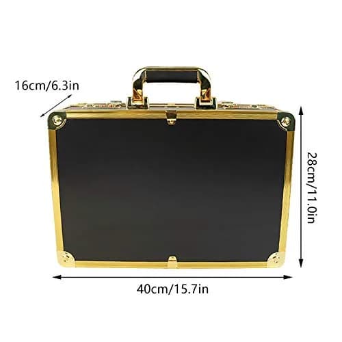 CNCEST Barber Carrying Case Large Aluminum Salon Tool Kit Storage, Portable Travel Hairdresser Organizer (Gold) thumbnail 7
