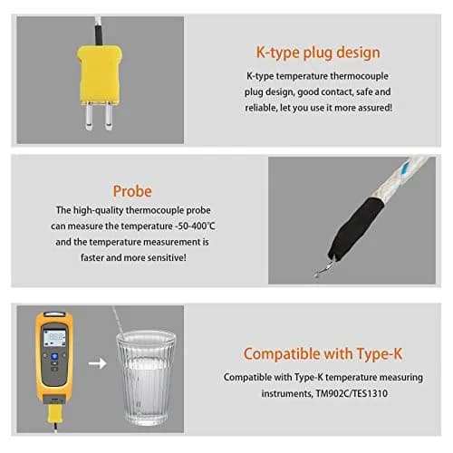 Weewooday 15 Pieces 3 Meters K Type Thermocouple Temperature Probe Sensor -50 to 400°C | Fast Response & Universal Compatibility thumbnail 4