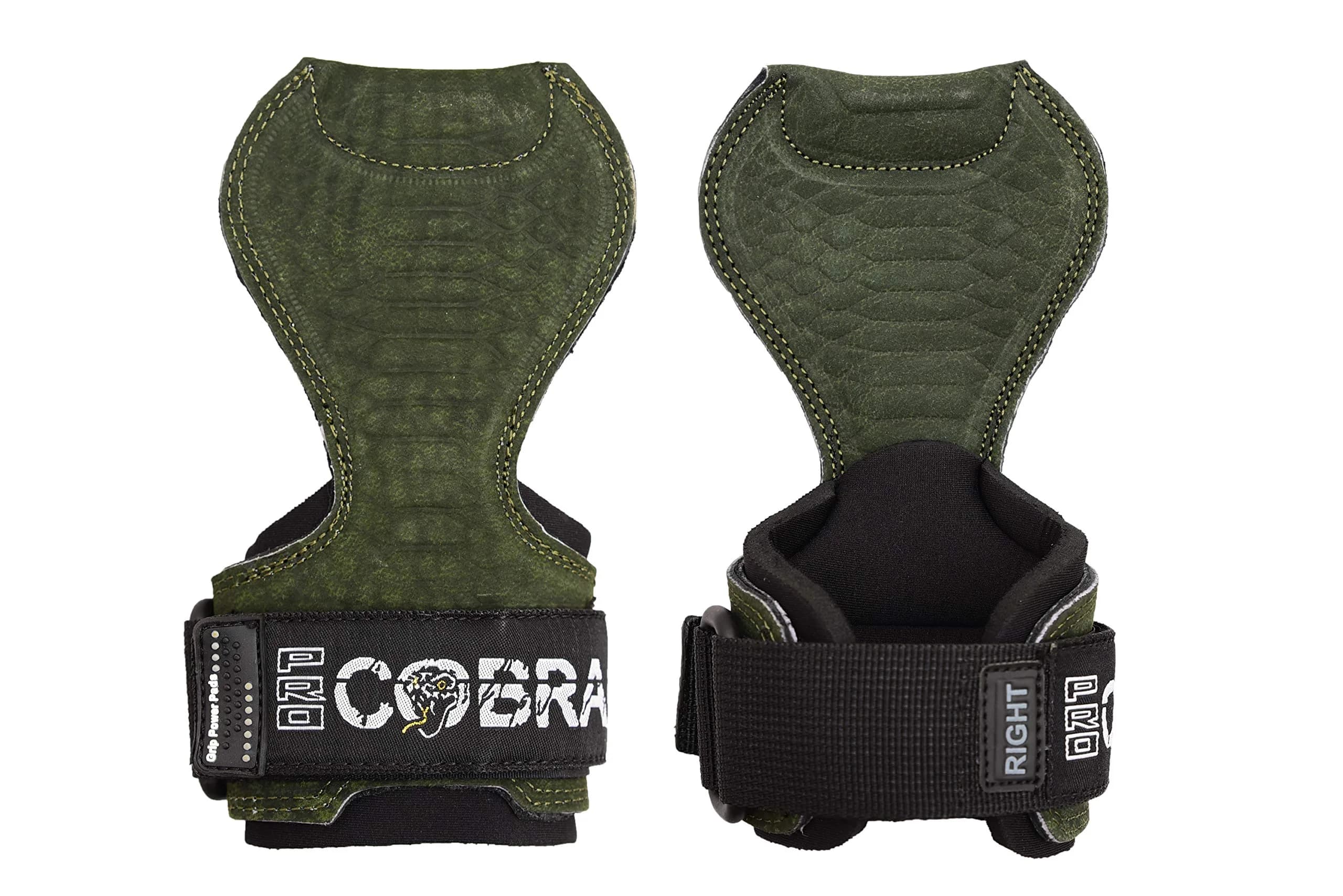 Cobra Grips PRO Green Sway Leather Weight Lifting Gloves with Wrist Wraps - 5.5 - 8.75" Wrist - main product image