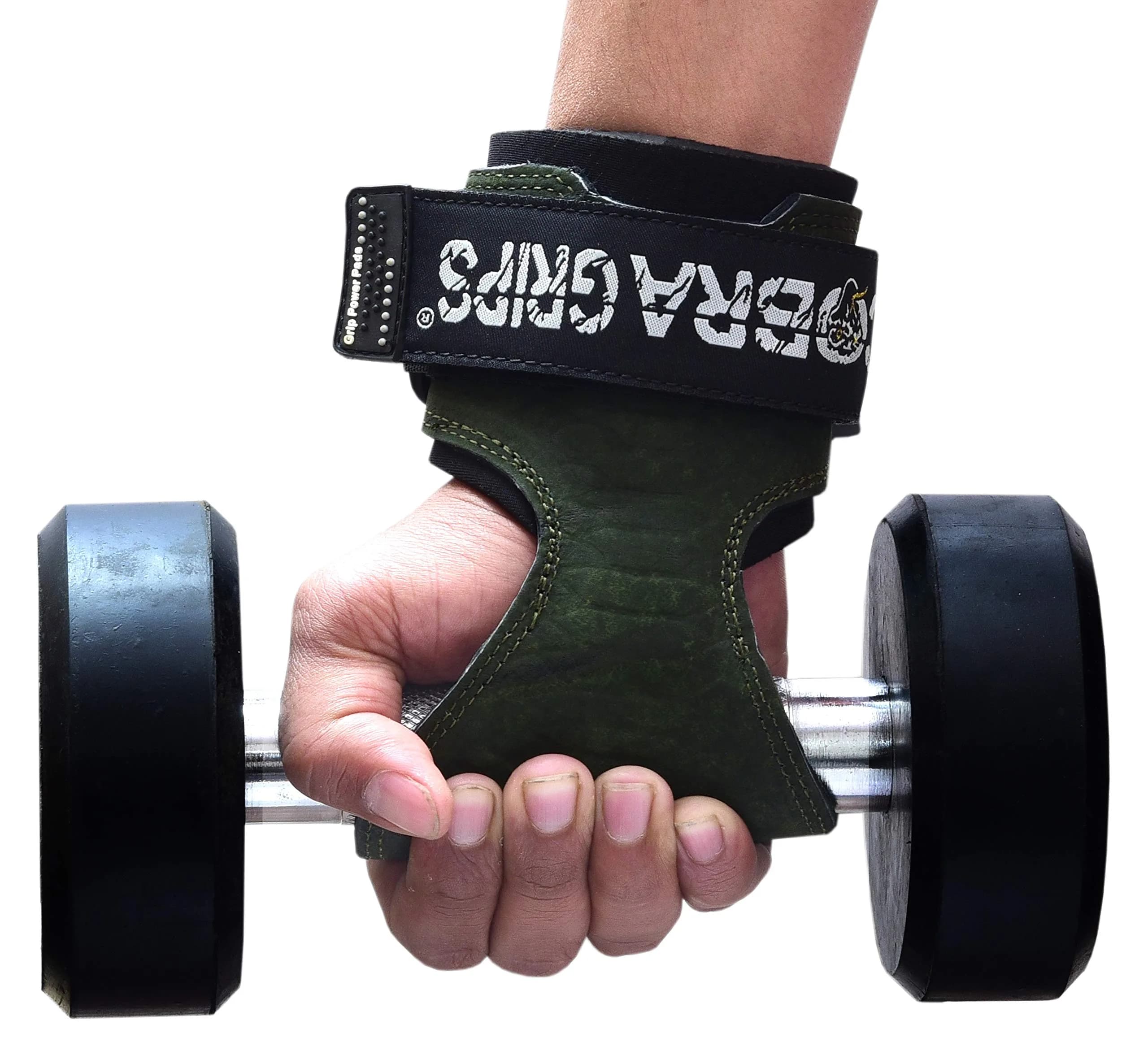 Cobra Grips PRO Green Sway Leather Weight Lifting Gloves with Wrist Wraps - 5.5 - 8.75" Wrist - view 2