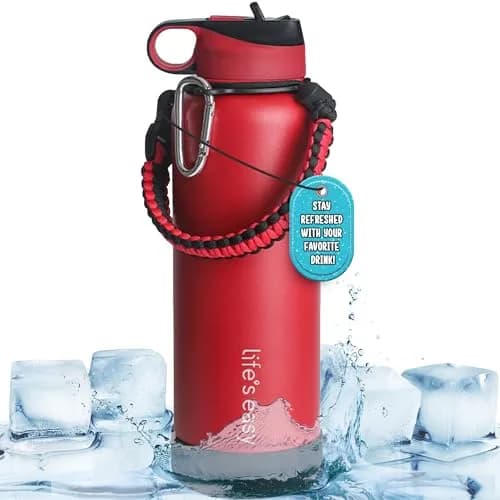 Life's Easy Stainless Steel Insulated Water Bottle 40 oz | Hot & Cold Drinks, Paracord Handle, Vacuum Flask thumbnail 1