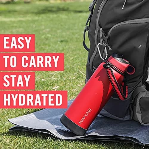 Life's Easy Stainless Steel Insulated Water Bottle 40 oz | Hot & Cold Drinks, Paracord Handle, Vacuum Flask thumbnail 5