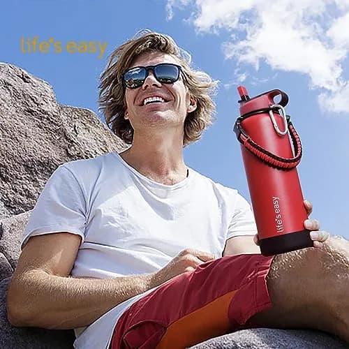 Life's Easy Stainless Steel Insulated Water Bottle 40 oz | Hot & Cold Drinks, Paracord Handle, Vacuum Flask thumbnail 2