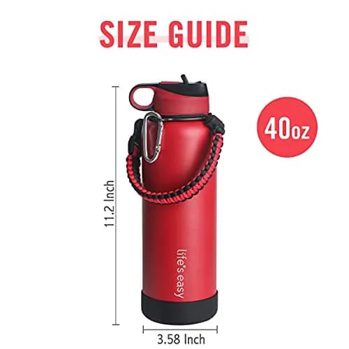 Life's Easy Stainless Steel Insulated Water Bottle 40 oz | Hot & Cold Drinks, Paracord Handle, Vacuum Flask thumbnail 3
