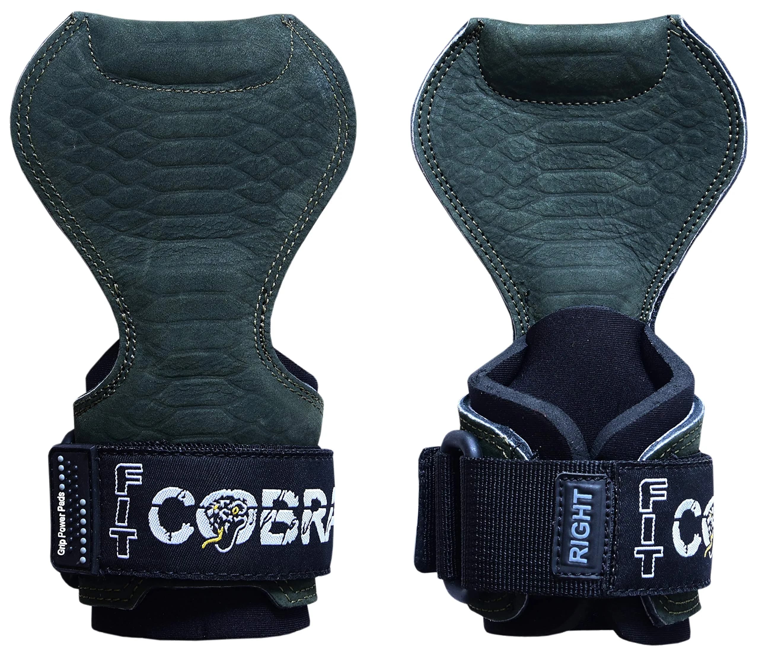 Cobra Grips FIT Green Sway Leather Weight Lifting Gloves with Wrist Wraps - Unisex Adult (4.25-7.0" Wrist) — FIT Green Sway Leather / 4.25 - 7.0"