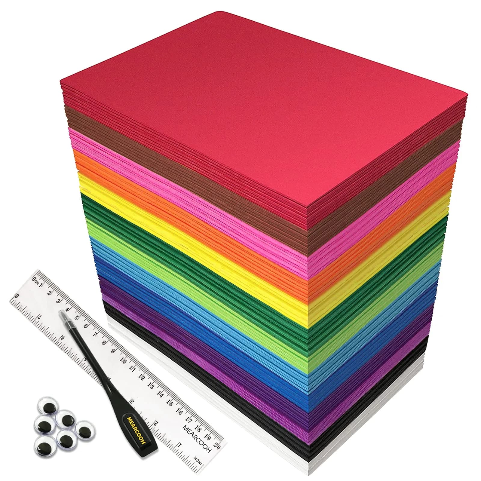 MEARCOOH Craft Foam Sheets 104 Pack, 8.5 x 5.5 x 0.07 inch EVA Color Foam Paper Set | 13 Colors for DIY Crafts & Projects - main product image