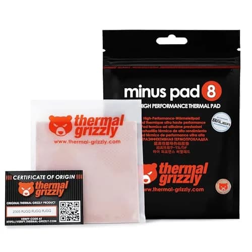 Thermal Grizzly Minus Pad 8-100 × 100 × 1.5 mm | Heat sink thermal pad, 8 W/m·K, 1.5 mm thick, black, 100x100 mm, 2-year warranty thumbnail 1