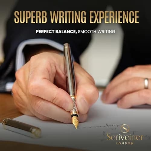 Scriveiner Silver Chrome Fountain Pen with Schmidt Nib | 140mm (5.5in) Length thumbnail 4