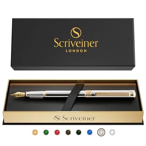 Scriveiner Silver Chrome Fountain Pen with Schmidt Nib | 140mm (5.5in) Length thumbnail 9