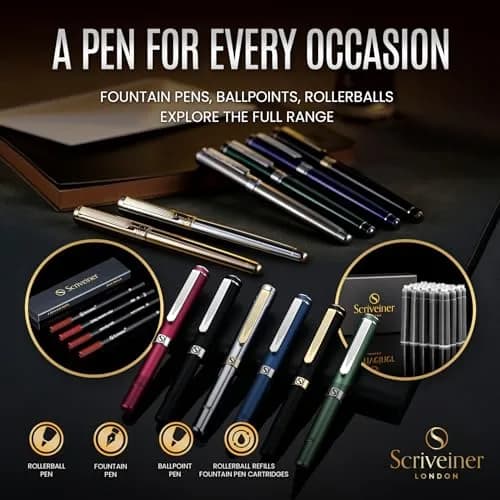 Scriveiner Deep Crimson Red Fountain Pen with Chrome Finish, Schmidt Nib (Medium) | Luxury Writing Instrument thumbnail 6