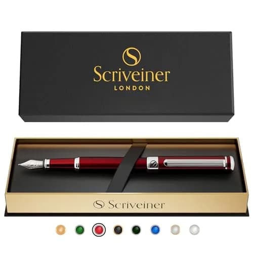 Scriveiner Deep Crimson Red Fountain Pen with Chrome Finish, Schmidt Nib (Medium) | Luxury Writing Instrument thumbnail 9