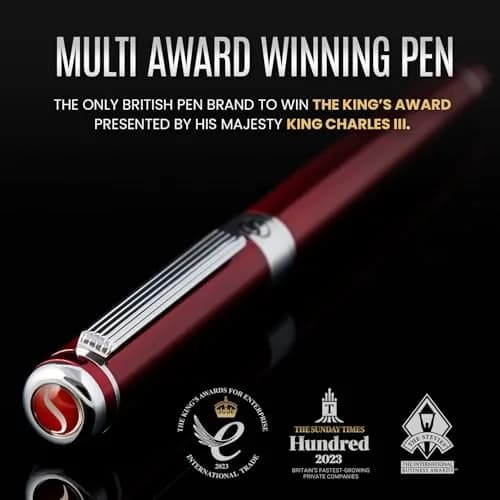Scriveiner Deep Crimson Red Fountain Pen with Chrome Finish, Schmidt Nib (Medium) | Luxury Writing Instrument thumbnail 2