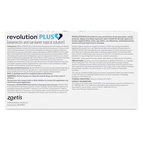 Revolution Plus Topical Solution for Cats 5.6-11 lbs | 7-in-One Parasite Protection thumbnail 2