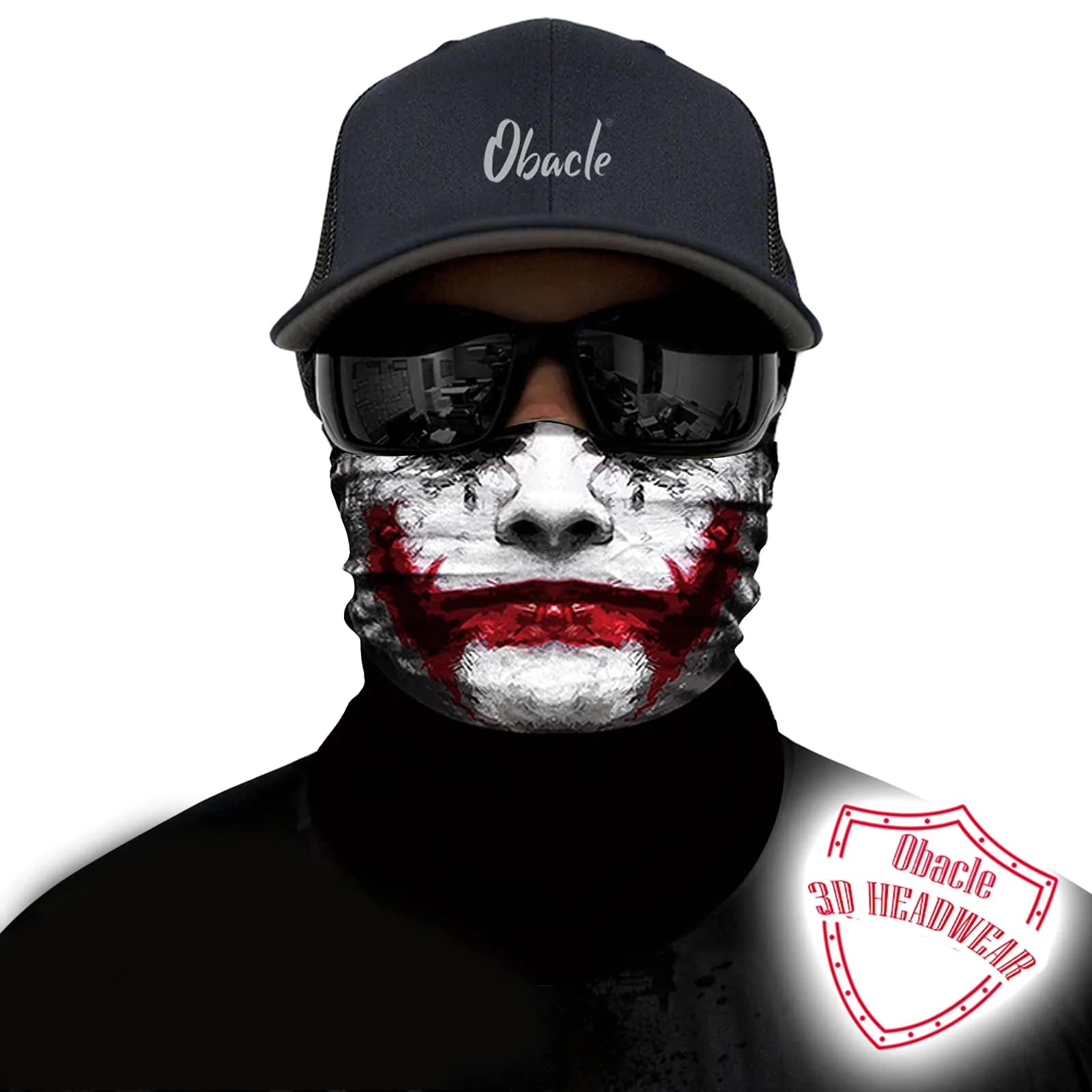 Obacle Skull Face Mask Half - Skull White Face with Red Lips Design - view 2