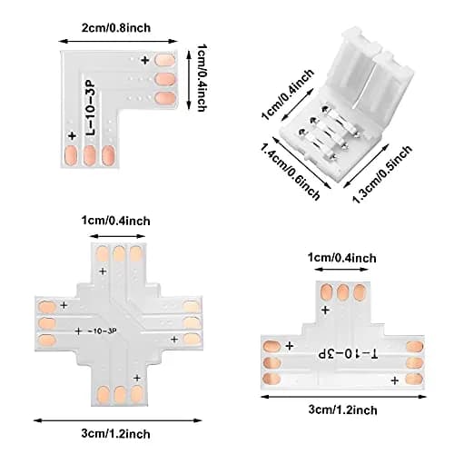 Honoson 48 Pcs 3 Pin Connectors Compatible with Ws2811 Ws2812b Sk6812 | No Soldering LED Strip Connectors, 10mm Interface thumbnail 2