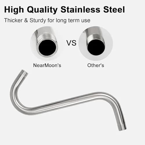 NearMoon S Shaped Shower Head Riser Arm, 10 Inch, Brushed Nickel | Elegant S Design for Spacious Shower thumbnail 4
