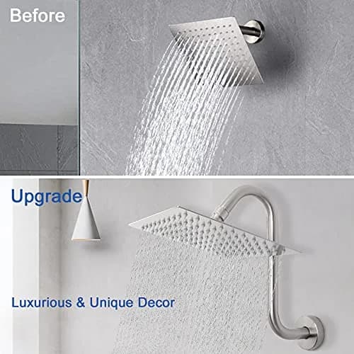 NearMoon S Shaped Shower Head Riser Arm, 10 Inch, Brushed Nickel | Elegant S Design for Spacious Shower thumbnail 7