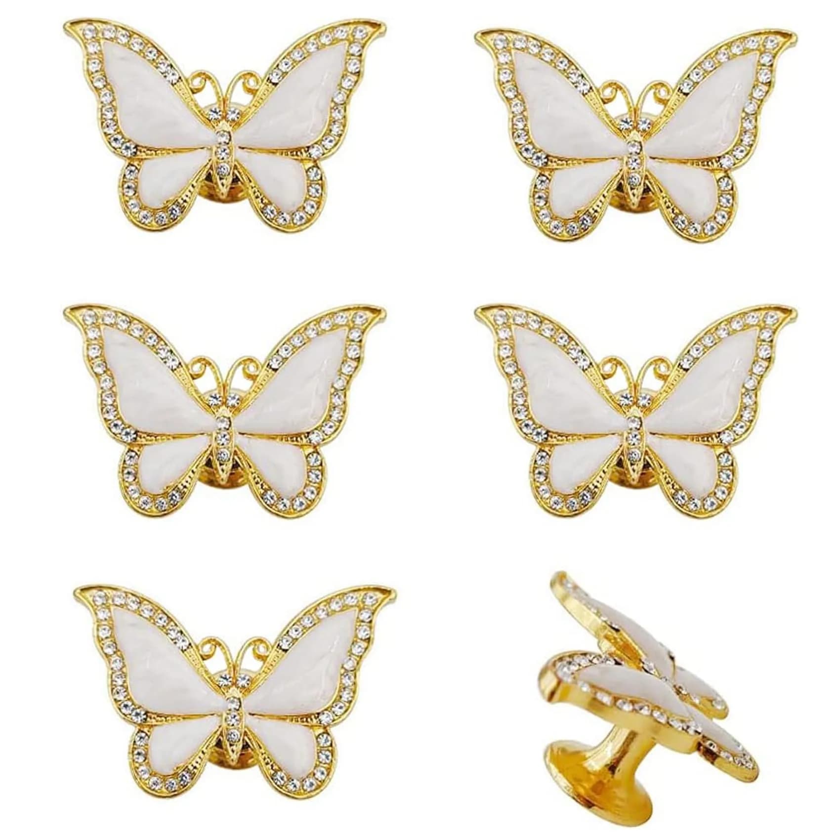 JfwuHap Gold Butterfly Knobs | Elegant Zinc Alloy Drawer Handles for Furniture (5.5cm x 3.5cm)