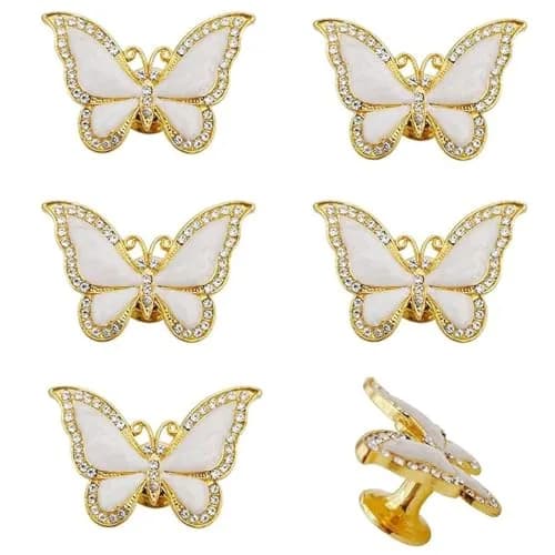 JfwuHap Gold Butterfly Knobs | Elegant Zinc Alloy Drawer Handles for Furniture (5.5cm x 3.5cm) thumbnail 1